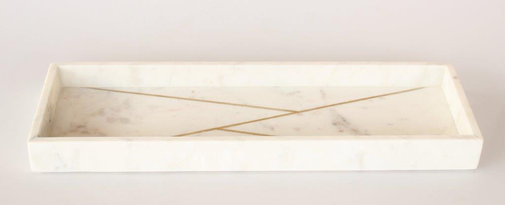 Rectangular Marble & Brass Insert Tray